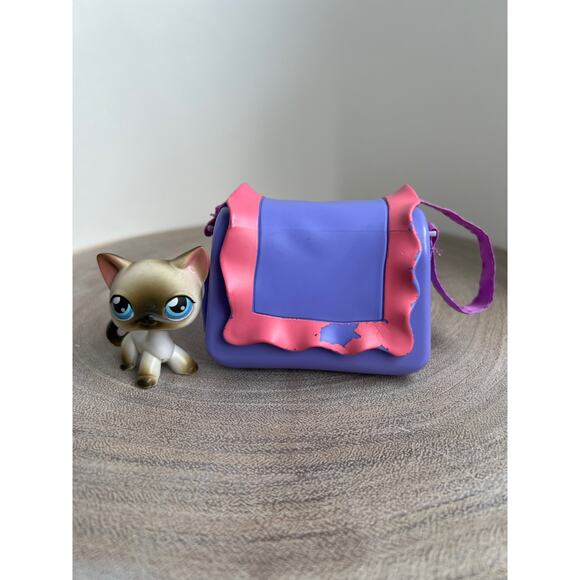 Littlest Pet Shop LPS Portable Pet Carrier w/Siamese Cat, Pet Food 2004 G1 - Picture 1 of 7